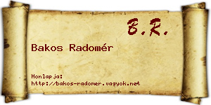Bakos Radomér névjegykártya